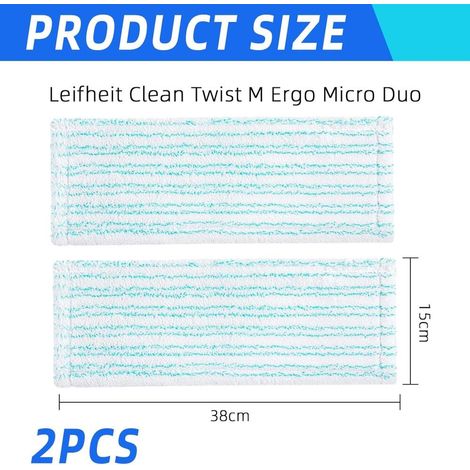 2 exemplaires Serpillères de Rechange pour Leifheit Clean Twist M Ergo Micro Duo investissement malin (1/5)