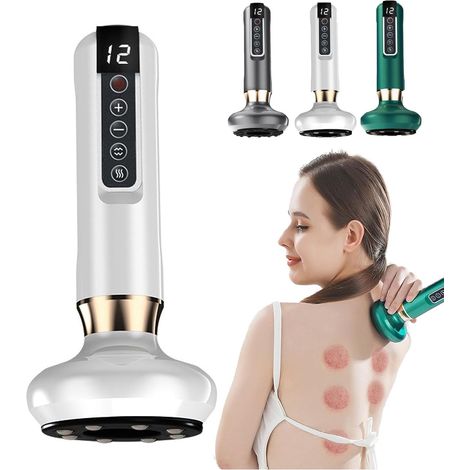 Appareil de massage anti-cellulite, masseur vibrant sans fil rechargeable pour corps (bras, jambes, dos), 12 modes d'aspiration (blanc) (1/5)