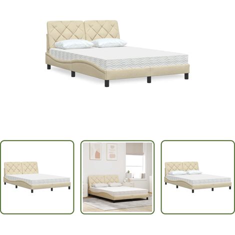 vidaXL Weiches Bett -  Bett mit Matratze Creme 140x200 cm Stoff (1/5)