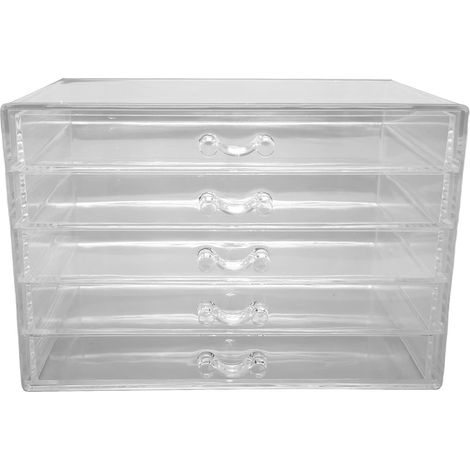 Boîte à Bijoux en Acrylique 5 Tiroirs Transparent Anti-poussière Détachable Boucle D'oreille Boîte de Rangement Organisateur pour Colliers Rouge à Lèvres Boîte à Bijoux en (1/5)