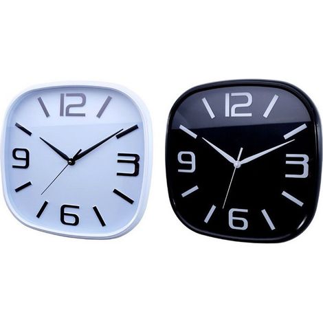 Trade Shop - Orologio Parete Muro Quadrato Analogico Casa Arredamento 30cm Bianco Nero 206959 - (1/3)
