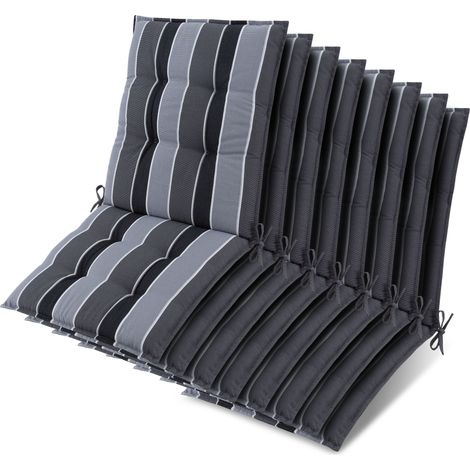8x dossier bas Sun-NL Housse 105x50x8cm Anthracite-Rayé (1/5)