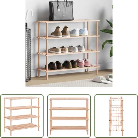 vidaXL Étagère bois - Range-chaussures à 4 étagères Bois de sapin solide (1/5)