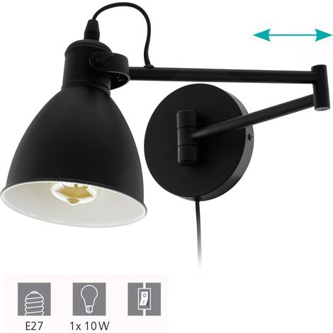 Eglo Wandleuchte San Peri E27 schwarz Stahl (1/4)