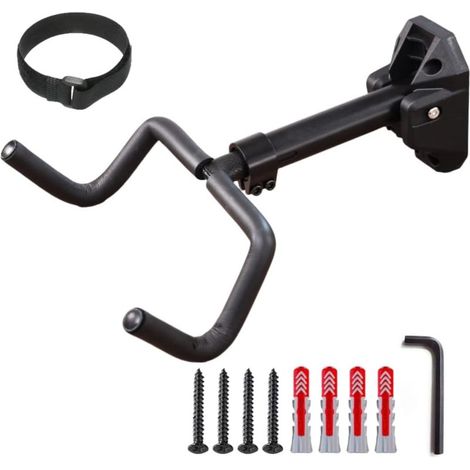 Support mural pour vélos, pliable, avec angle et distance réglables par rapport au mur, pour VTT/vélos de course, rembourrage extra doux (fixation par vis) (1/5)