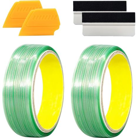 Kit de film d'emballage de voiture - 2 rouleaux de bande de coupe de 5 m sans rayures, 2 raclettes incluses - Knifeless Tape & Outils pour film vinyle, coupe ligne et design sur la voiture (1/5)