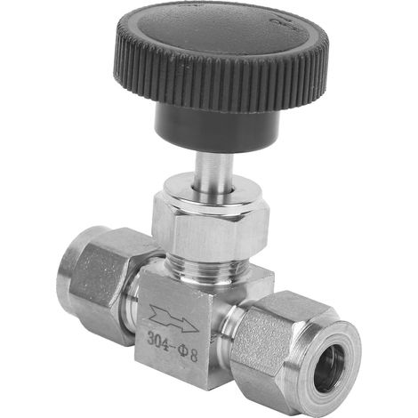 Vanne à pointeau 2 voies haute pression en acier inoxydable 304, débit régulé pour eau gaz huile liquide, diamètre 8mm (1/5)