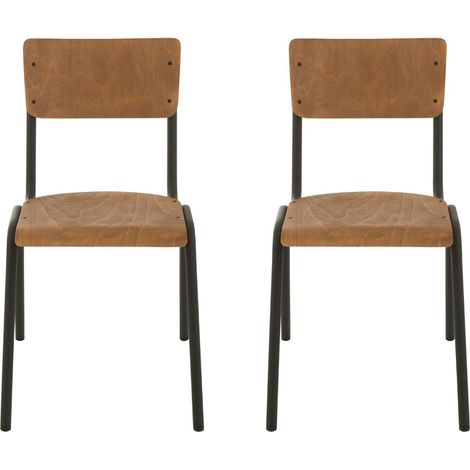 Chaise en bois et métal (lot de 2) - CHARLEMAGNE (1/5)