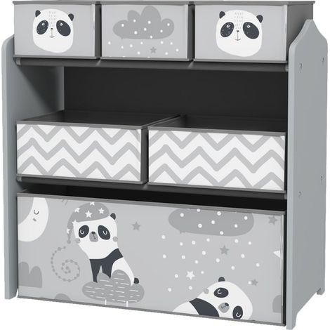 Meuble rangement enfant rangement jouet enfant 6 boîtes amovibles en tissu non tissé 63 x 30 x 66 cm gris (1/5)