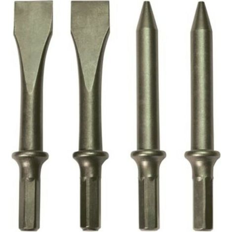Stanley – Jeu de 4 burins en acier 120 mm – Tige hexagonale 10 mm – Pour démolition et burinage – Compatibles marteaux perforateurs