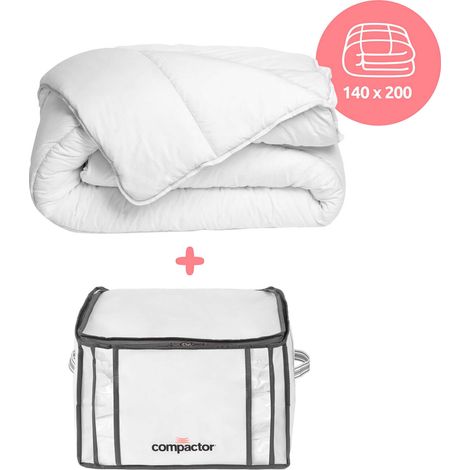 Pack Couette 140x200 + housse rangement sous vide M - COMPACTOR - 140 x  x H.200 CM - Blanc
