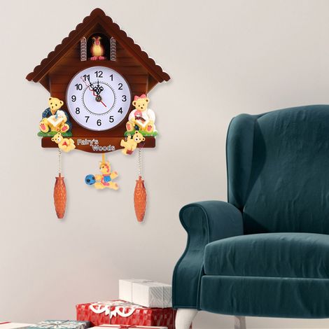 Horloge à coucou, horloge murale en forme de cabane dans les arbres, décoration vintage pour la maison (1/5)