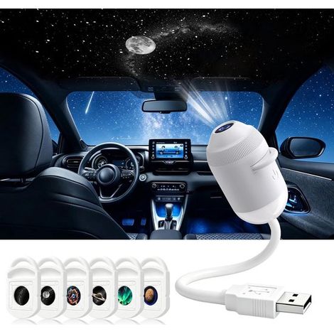 Lampe projecteur d'étoiles et de planètes avec 6 motifs, projecteur galaxie et ciel étoilé USB, portable et facile à utiliser, cadeau pour enfants et adultes (1/5)
