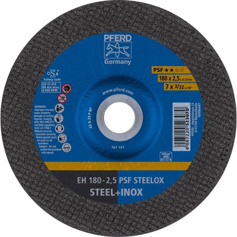 PFERD TOOLS Trennscheibe EH 180x2,5x22,23 mm gekröpft Universallinie PSF STEELOX für Stahl/Edelstahl 25 Stk