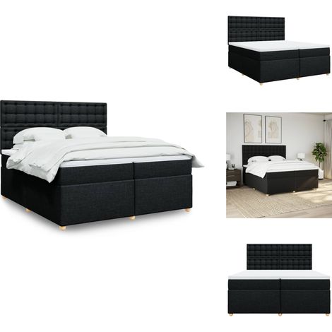 Sommier à lattes de lit avec matelas Noir 200x200 cm Tissu - Sommier À Lattes De Lit - Sommiers À Lattes De Lit - Lit - Meuble De Chambre À Coucher (1/5)