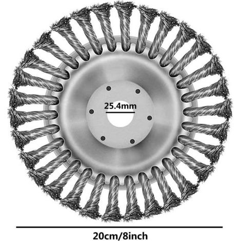 8" Brosse Métallique Pour Débroussailleuse, Tete Desherbage Debroussailleuse, Brosse Mauvaise Herbe, Brosse Rotative De Déshe[m286] (1/4)