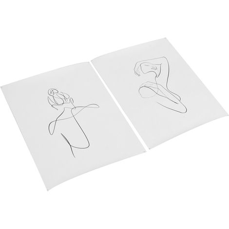 Lot de 2 toiles sans cadre, illustrations abstraites aux lignes simples, décoration murale pour la maison (1/5)