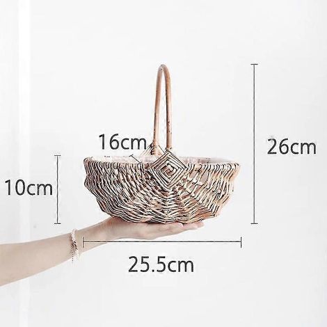 Handgefertigter, gewebter Blumenkorb aus natürlichem Rattan für Küche, Garten, Gemüseaufbewahrung, Pflanzgefäß, Hochzeitsfeier – klein