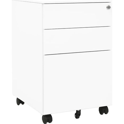 Aktenschrank mit Rollen Weiß 39x45x60 cm Stahl
