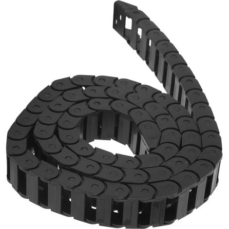Chaîne porte-câbles en plastique pour CNC avec connecteur d'extrémité type pont, 1 mètre de long, noire