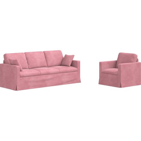 Ensemble de Canapés 2 pcs  Salon de jardin Rose 198 x 78 x 80 cm Velours (1/5)
