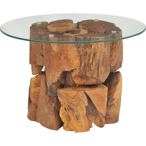 Mesa de centro de madera flotante de teca maciza 60 cm vidaXL (1/5)