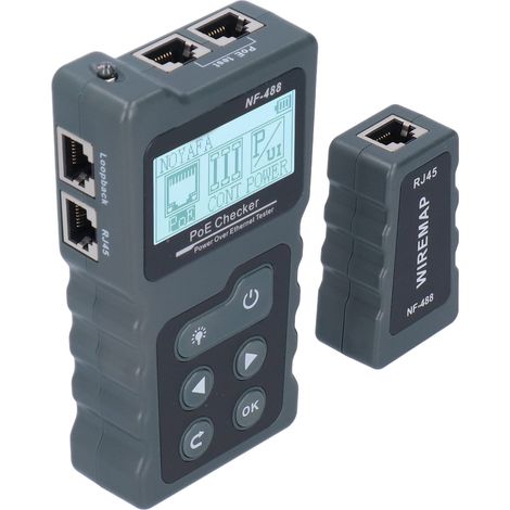 Testeur PoE Ethernet LCD NF-488 : identification automatique, détecteur et vérificateur PoE pour caméras et câbles alimentés. (1/5)