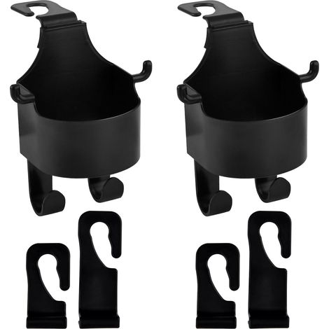 CCYKXA Set of 2 Car Seat Back Hooks, Car Headrest Hooks, 2-in-1 Headrest Hook Cup Holder, Car Seat Cup Holder for Water Bottle, Bag and Phone