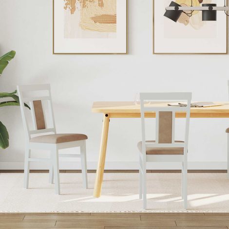 vidaXL  Dining Chair  2 pcs White and Brown Solid Rubber Wood