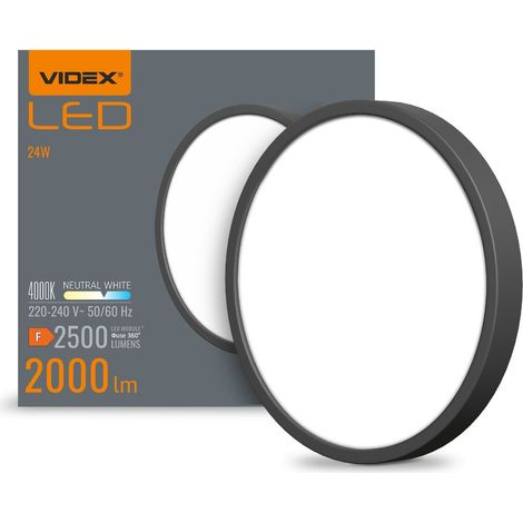 Down Light Deckenleuchte schwarz Klasse E 20W 2500lm 3000K / 4000K / 6500K 26,4 cm Videx (1/3)
