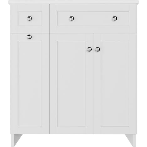 Mueble de baño con lavabo de cerámica 76 x 47 x 86 cm en MDF lacado blanco con rebosadero HOMVRA (1/5)