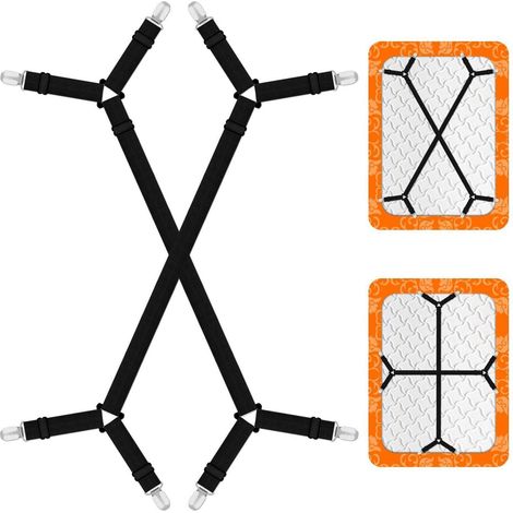 Tendeur de drap 2 pièces, réglable, avec clips métalliques, noir