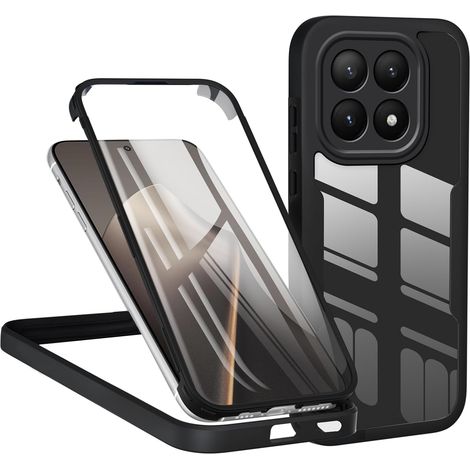 Coque pour Xiaomi 15T 5G, Antichoc Housse avec Protecteur D'écran Intégré, Étui de Téléphone 360 Protection Complet Double Face Transparent Bumper Intégrale Case - Noir (1/5)
