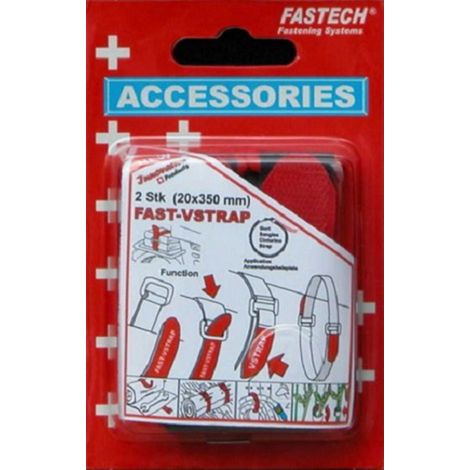 FASTECH® 687-330 Klettband mit Gurt Haft- und Flauschteil (L x B) 350 mm x 20 mm Schwarz, Rot 2 St.