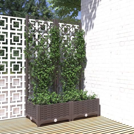 Jardinière, Pot de fleurs avec treillis Marron 80x40x121,5 cm PP BVM61366 (1/5)