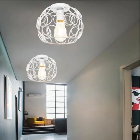 Lot de 2 Plafonnier Industrielle Moderne,Plafonnier Vintage en Cage Fer pour Salon Chambre (1/4)