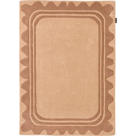 Tapis marron fait main en laine et coton motif nature - 133 x 190 cm