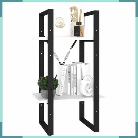 806407 Bibliothèque à 2 niveaux blanc 40x30x70 cm bois d'ingénierie (1/5)