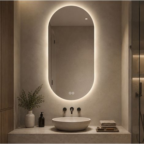 Specchio da bagno LED 60 x 120 cm antiappannamento touch, vetro temperato HAVRYA (1/5)