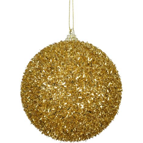Palline natalizia colore oro con brillantini, decorazione da Ø 8 cm, confezione da 12 pezzi (1/4)
