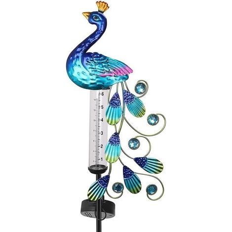 Pluviomètre Lampe Solaire en Forme De Paon Étanche Pluviomètre Décoratif pour Jardin Balcon Terrasse A306 (1/4)