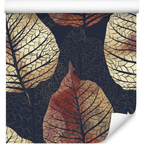 Carta da parati con alberi e foglie autunnali ad acquerello per soggiorno e camera da letto, 50x1000 cm (1/5)