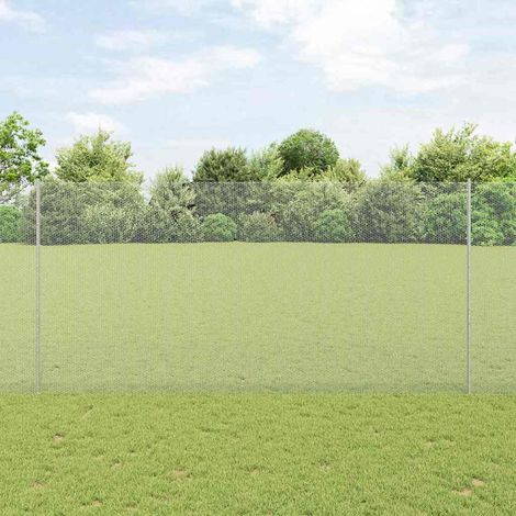 Zaun mit Pfosten Silber 1,5 x 10 m Stahl