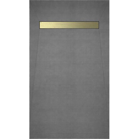 Plato de Ducha Alicatable 160×80 con Rejilla lineal oro cepillado y Desagüe