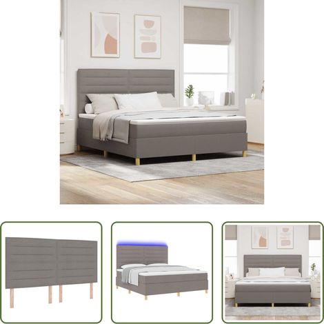 Lits LED - Lit à ressort LED avec matelas Taupe 180 x 200 cm tissu (1/5)