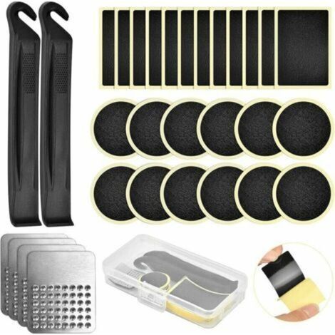 30 Pièces Kit de Réparation Crevaison Vélo. Kit de Reparation Chambre a Air avec Patch Reparation Pneu Velo sans Colle. Leviers de Pneu et Lime Métallique. Idéal pour Vélo. VTT (1/4)