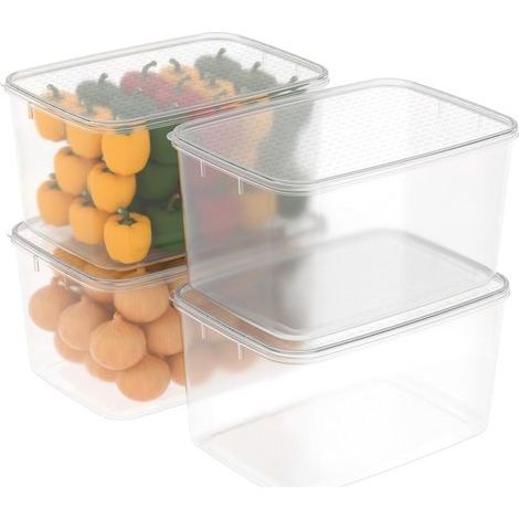 7L4 Boîte Conservation Alimentaire, Conteneur Alimentaire, Boîte de Rangement, Récipient de Congélateur avec Couvercle, Sécuritaire au Micro-ondes, Sans BPA, Plastique, Clair, 7L-Lot de 4 (1/5)