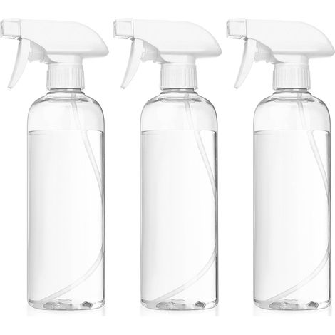 Juego de 3 botellas rociadoras, botella rociadora vacía de 500 ml, botella de plástico con bomba para jardín, plantas, rociador de agua para el cabello (blanco transparente)
