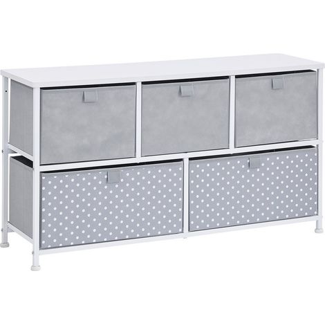 Grey 5 Drawer Storage Chest - L29 x W45 x H21.5 cm