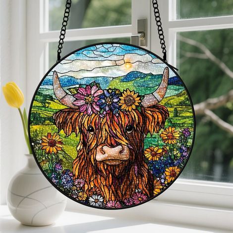 Capteur de Soleil en Vitrail  Décoration Spirituelle pour Maison 15cm (1/4)